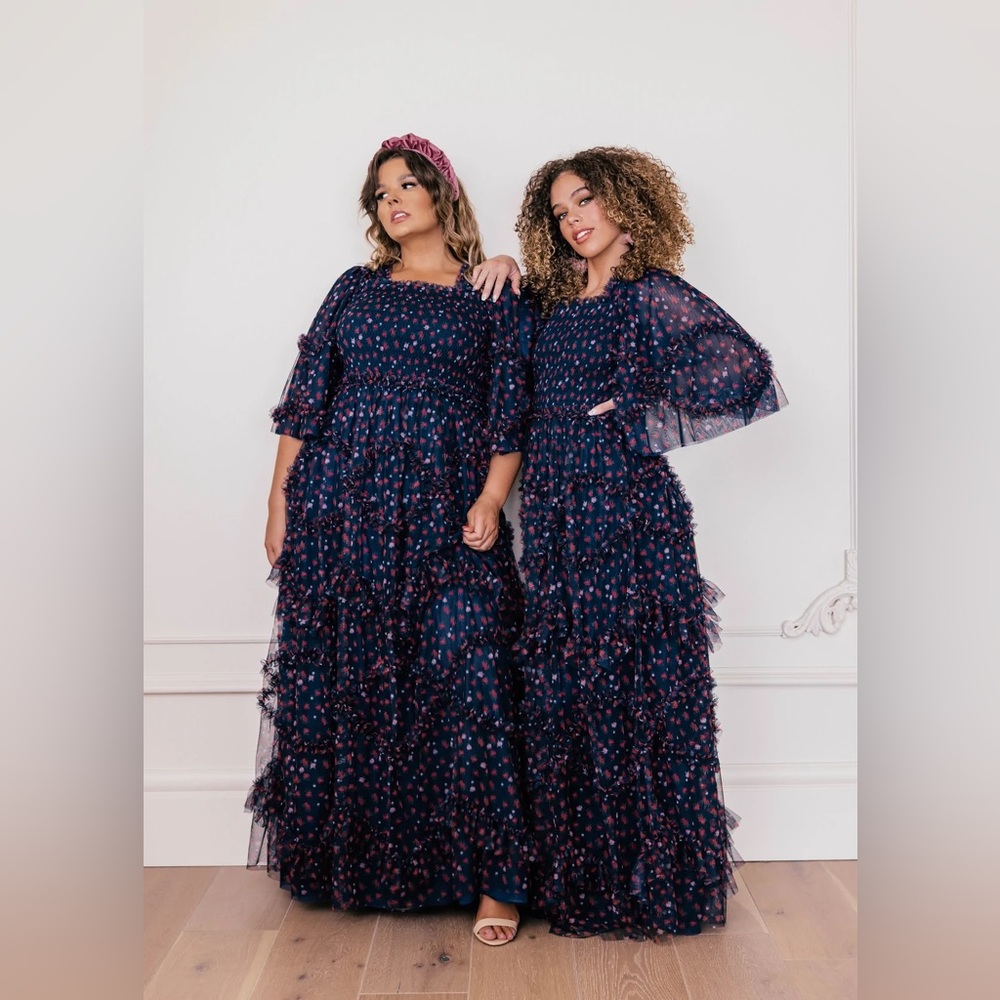 Ever after dress in navy floral, new with tags
